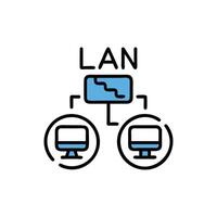 Hierarchical network diagram showing data flow between devices vector