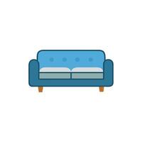 Blue upholstered sofa on White Background in flat design vector
