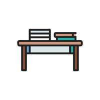 Study table with books illustration on a White Background vector