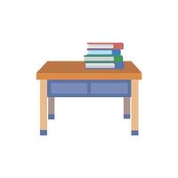Stack of books on a desk illustration against black backdrop vector