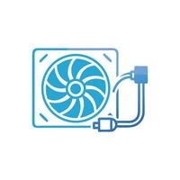 Blue Computer Fan with Cables Isolated on White Background vector