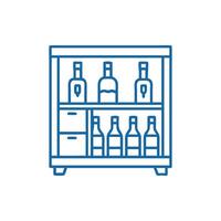Minimalist outline icon of liquor cabinet with bottles inside vector