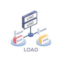 Isometric flow chart diagram of data loading process visualization vector