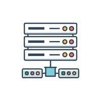 Flat graphic of network server array and data nodes vector