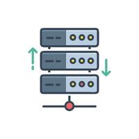 Server stack icon representing data exchange on White Background vector