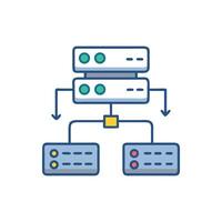 Network infrastructure diagram showing server connections and data flow vector