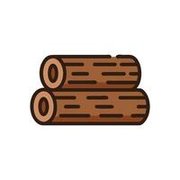 Stack of stylized logs with brown wood and White Background vector