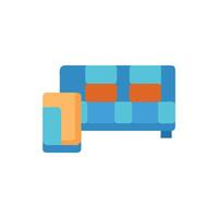 Stylized sofa and side table graphic on White Background vector