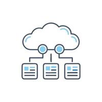 Cloud computing network infrastructure with server connection concept icon vector