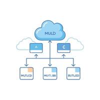 Schematic Diagram of Cloud Data Flow with Labeled Components vector