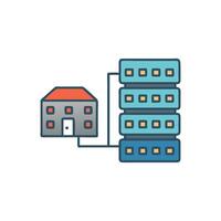 Server connected to building illustration on White Background vector