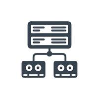 Dark gray network server diagram on isolated White Background vector
