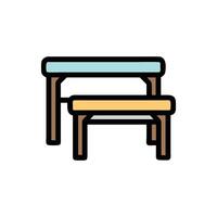 Two stylized tables flat design with light colors vector