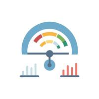 Flat performance dashboard depicting analytical data information vector