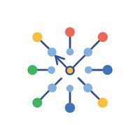 Connected network illustration with nodes and links over black vector