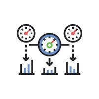 Dashboard infographic showing data flow for performance analysis vector