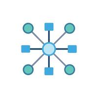 Stylized Network Hub Connecting Circular and Square Nodes vector