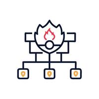 Firewall network vulnerability flat style icon on White Background vector