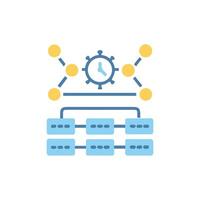 Process management diagram showcasing connections and timing for optimization vector