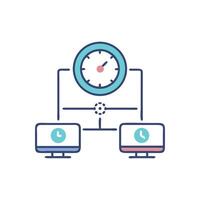 Time Synchronization Network Connection Concept on White Background vector