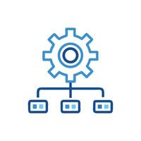 System process and connected resources in network configuration icon vector