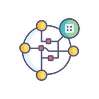 Abstract networking icon illustration with interconnected nodes and pathways vector