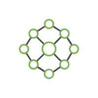 Green circles connected by gray lines on White Background vector