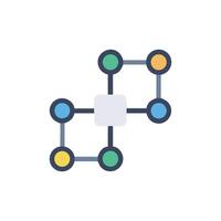 Network connection of nodes and pathways in flat design vector