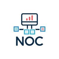 Network operations center topology with data processing nodes illustration vector