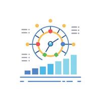 Circular data visualization showing bar graph with time metric vector
