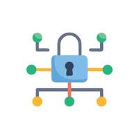 Stylized network security padlock icon on White Background. vector
