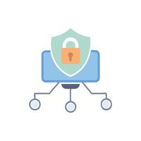 Network security protection with padlock and shield illustration concept vector