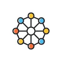 Colorful network graphic with connected points on White Background vector