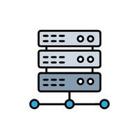Network server rack with blue connection dots illustration vector