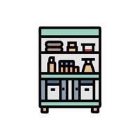 Stylized shelving unit with storage boxes and personal items vector
