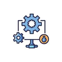 Interconnected gears with lightbulb icon on White Background vector