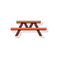 Simple Picnic Table Illustration on White Background Graphic vector