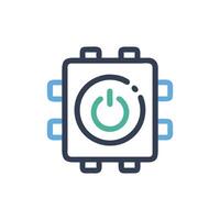 Square Power Button Icon, Electronic Technology, Flat Design vector