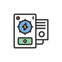 Digital power supply machine with lightning graphic element icon vector
