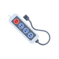 Extension cord power strip with four outlets flat design vector