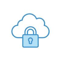 Cloud storage security concept featuring padlock on cloud icon vector