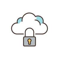 Secure cloud data storage with data protection concept icon vector