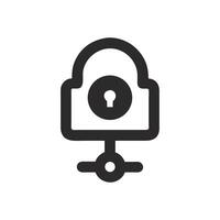 Connected security a padlock linked in minimalist style illustration vector