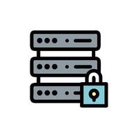 Server icon with secure lock flat design illustration vector