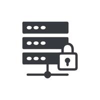Data server with padlock symbolizing cyber security protection vector