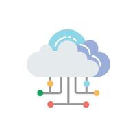 Colorful cloud network infrastructure connecting to data points vector