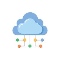 Colorful cloud computing network connecting nodes illustration on White vector