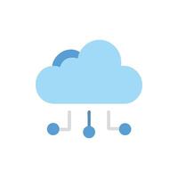 Minimalist cloud computing illustration showing data connection and processing vector