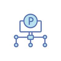 Connected Network Icon with Blue and Light Blue Elements vector