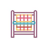 Weaving loom illustration against black backdrop in simple style vector